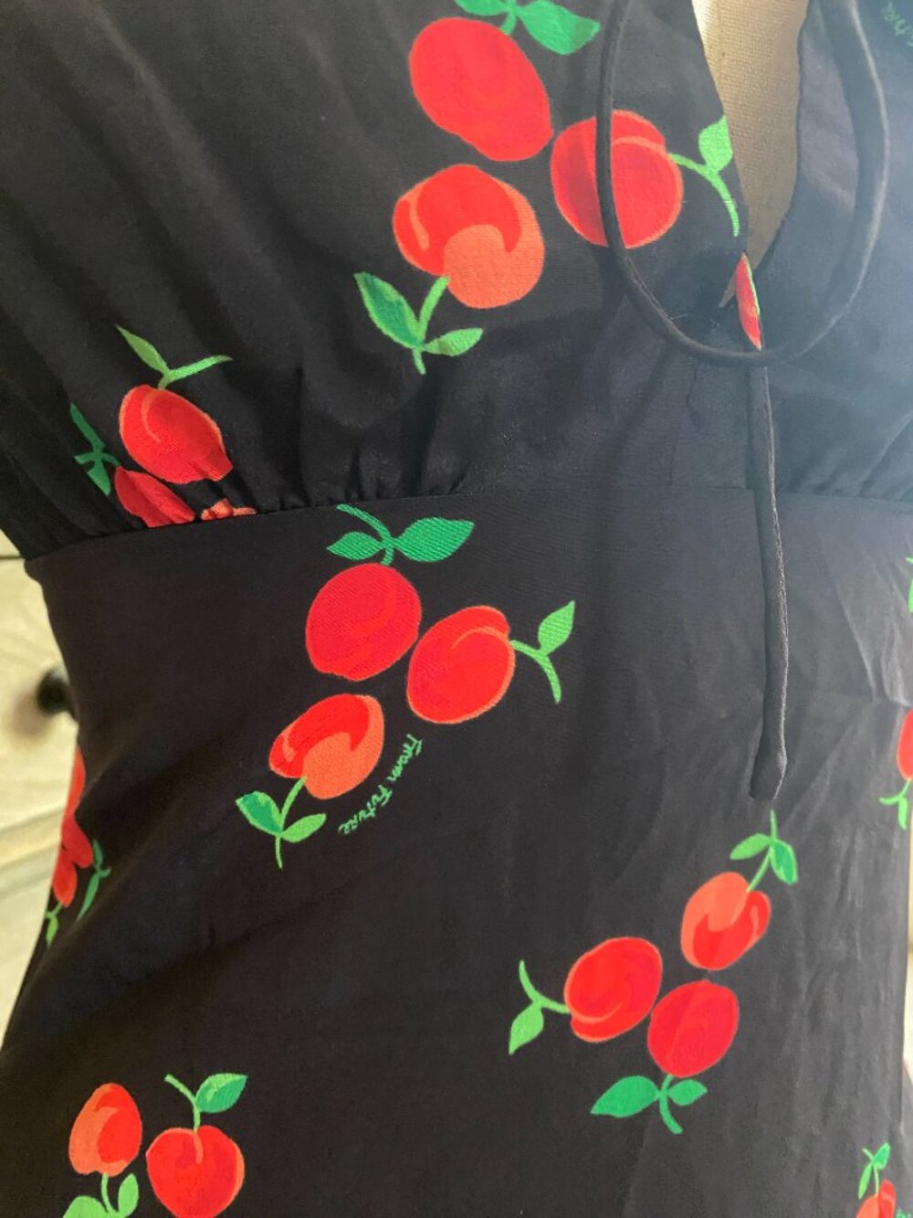 From Future | 100% Silk Cherry Print Mini Slip Dress - Picture 5 of 11